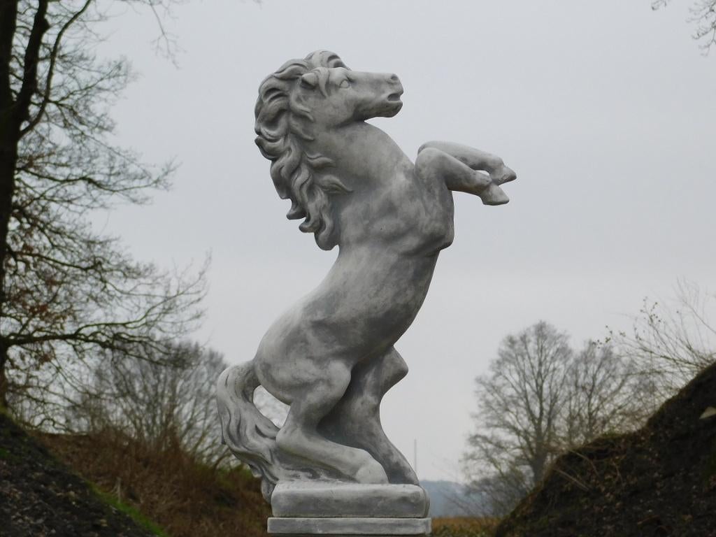 Paard op Sokkel - 150 cm - Steen, Dierenbeeld, Steen, ., Ophalen of Verzenden