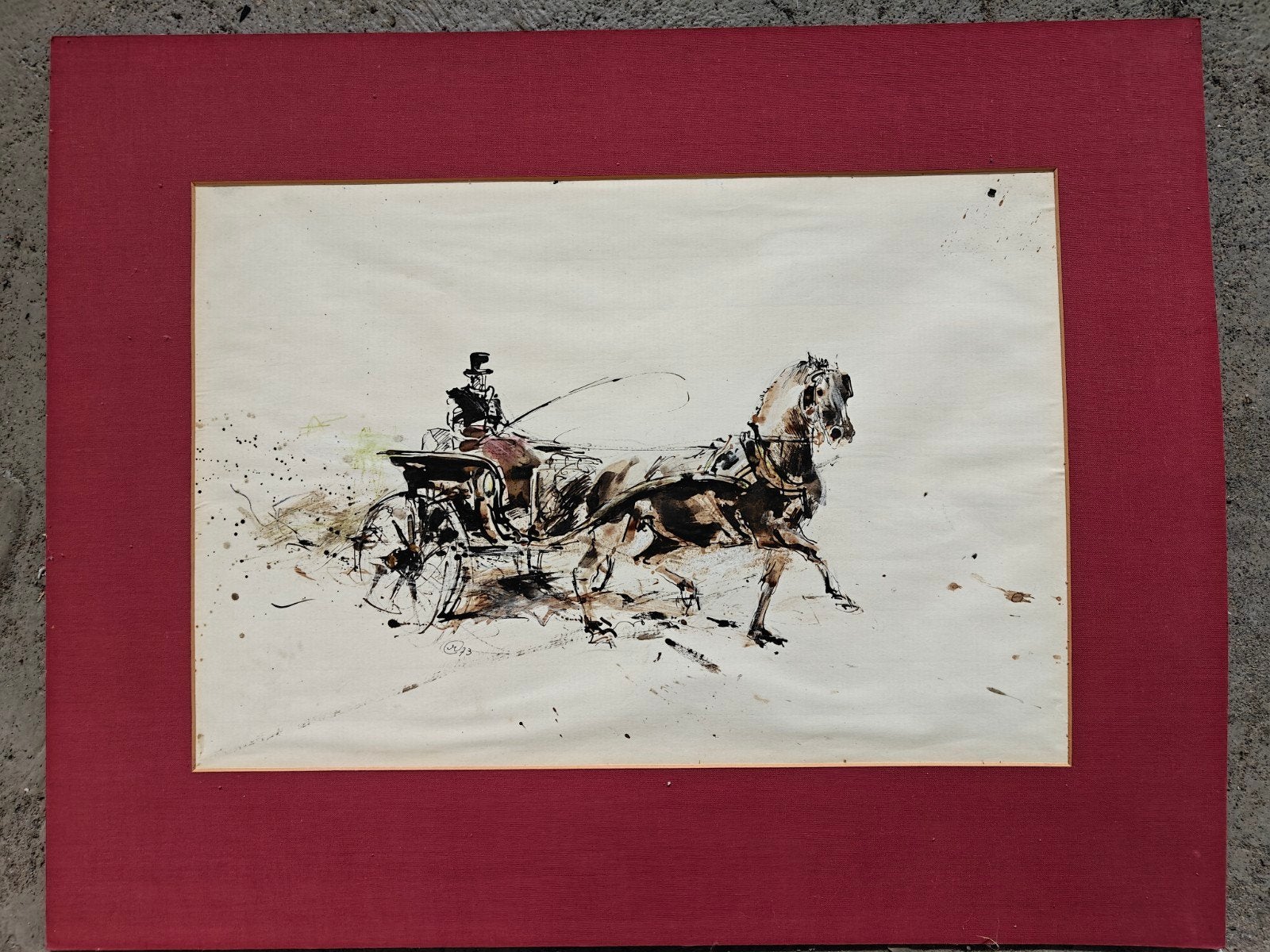 Sierlijke ingekleurde pentekening op rijstpapier, Ophalen of Verzenden