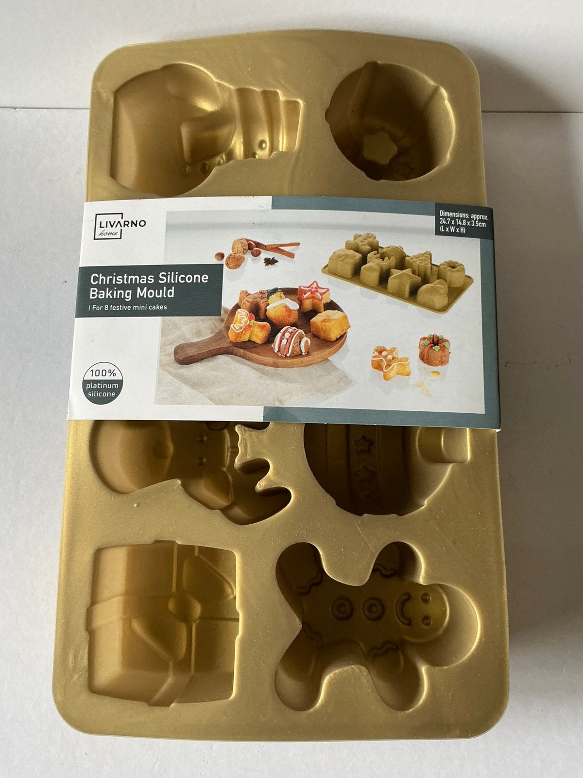Livarno silicone kerst bakvorm 8 cakeje betreffende kerstmis, Ophalen of Verzenden, Zo goed als nieuw, Taarten, Bakvorm