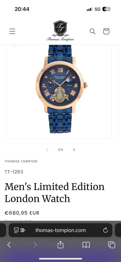 Nieuwe Thomas Tompion London Limited| Automatisch Horloge, Sieraden, Tassen en Uiterlijk, Horloges | Heren, Ophalen, Nieuw, Polshorloge