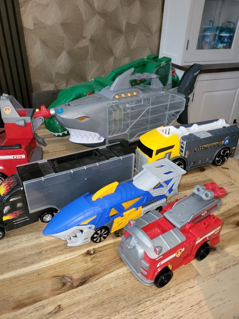 Speelgoed brandweerwagen, opbergkist voor hot wheels, Ophalen, Gebruikt, Overige typen
