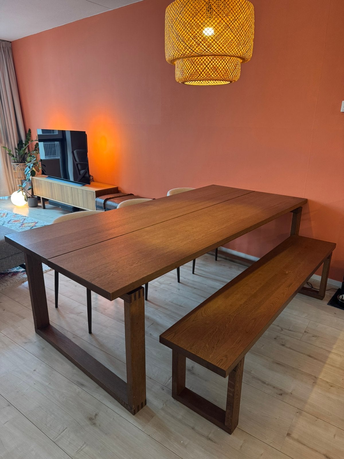 Eettafel IKEA MORBYLANGA 220x100, Ophalen, 200 cm of meer, 50 tot 100 cm, Zo goed als nieuw