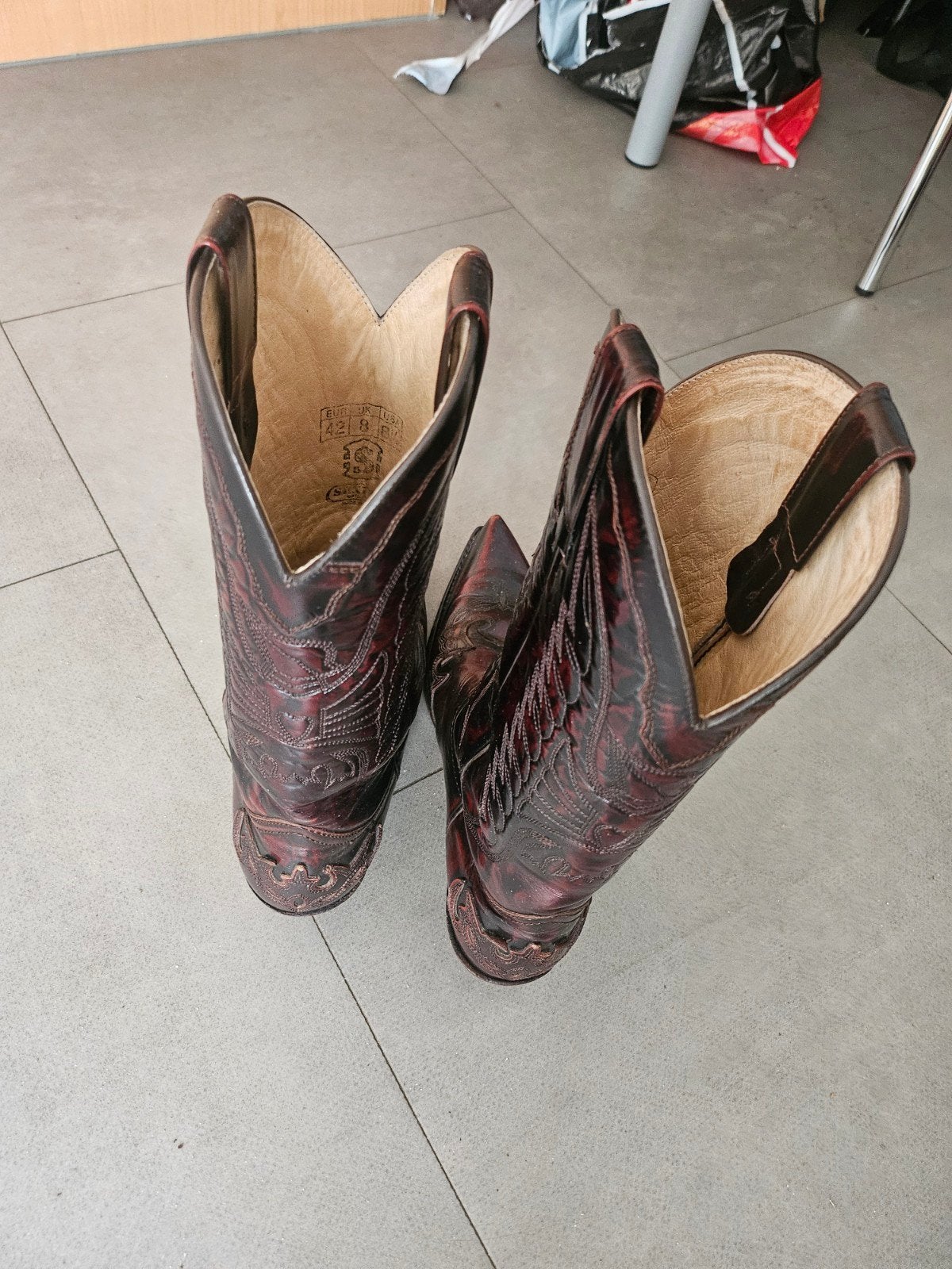 Leren cowboylaarzen - Roodbruin met borduursel, Ophalen, Sendra, Bruin, Boots