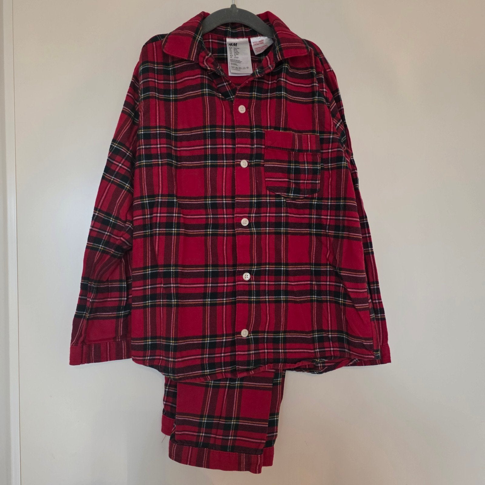 H&M geruite pyjama maat 134, Nacht- of Onderkleding, Jongen of Meisje, H&M, Ophalen of Verzenden