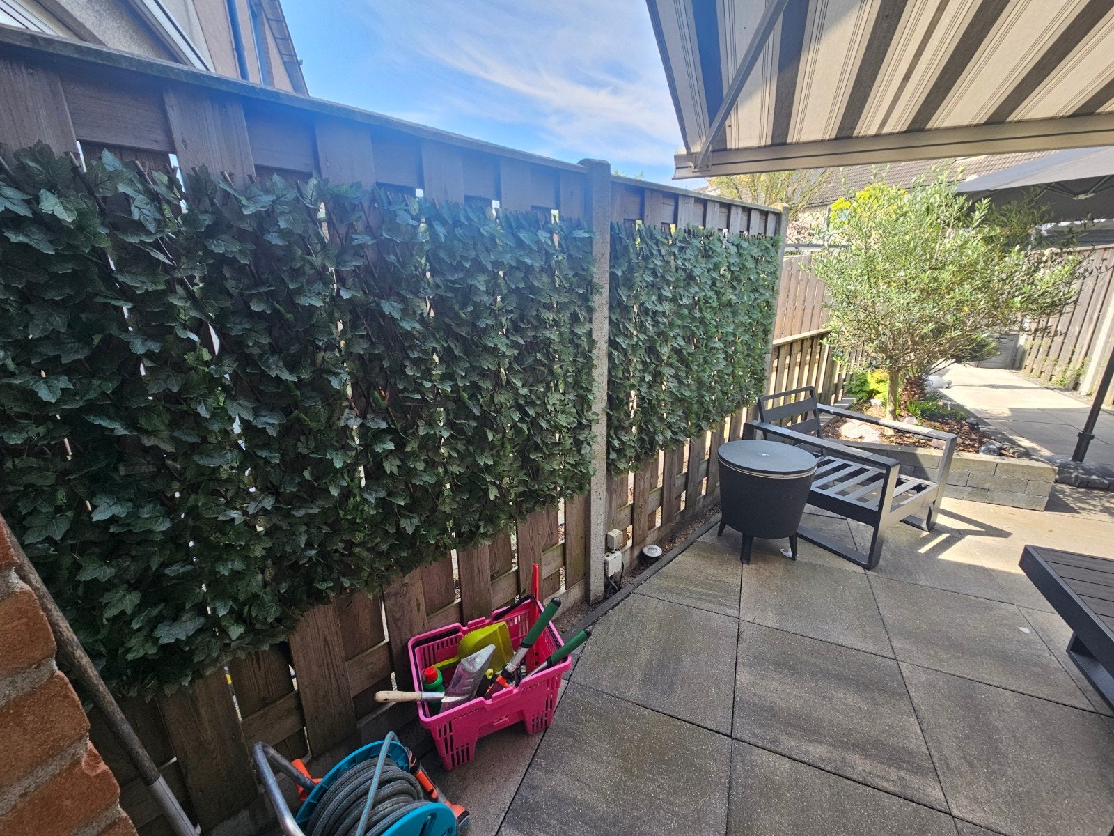 Hout beton schutting, Tuin en Terras, Schuttingen, Ophalen, 6 meter of meer, Hout, 1 tot 2 meter