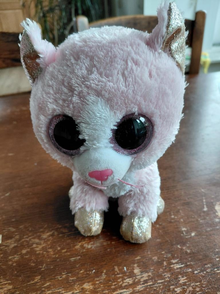 Roze Ty Beanie Boo katje met grote ogen, Ophalen of Verzenden, Kat, Roze, Klein (minder dan 20 cm)