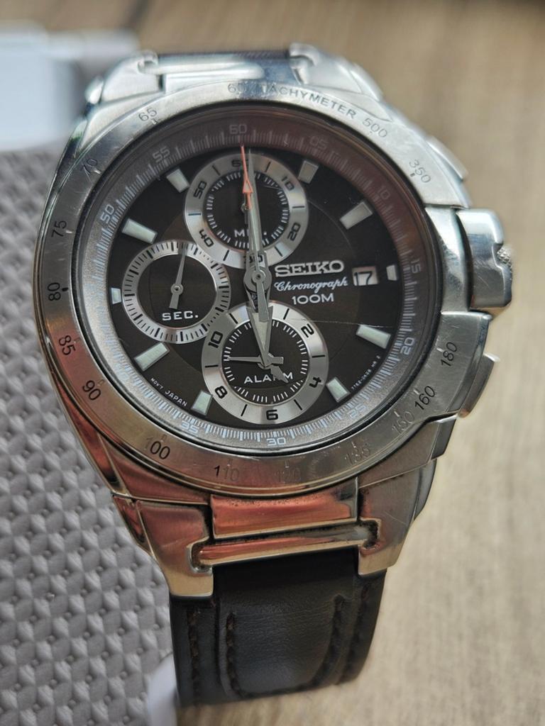Seiko Chronograph Alarm 100M – Vintage Herenhorloge, Sieraden, Tassen en Uiterlijk, Horloges | Heren, Ophalen of Verzenden, Gebruikt