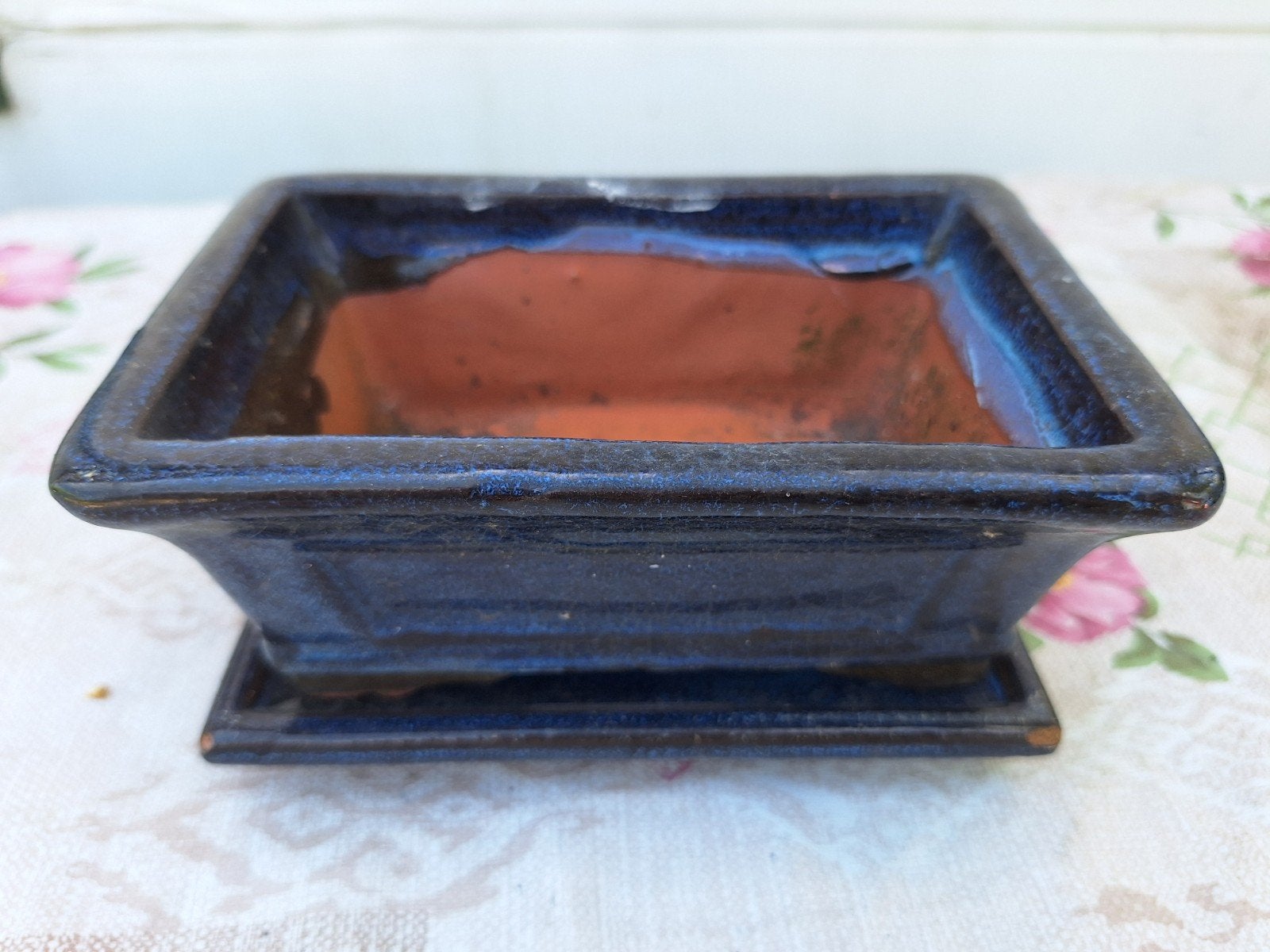 Bonsai bloempotje, donkerblauw, Gebruikt, Vierkant, Binnen, Ophalen of Verzenden