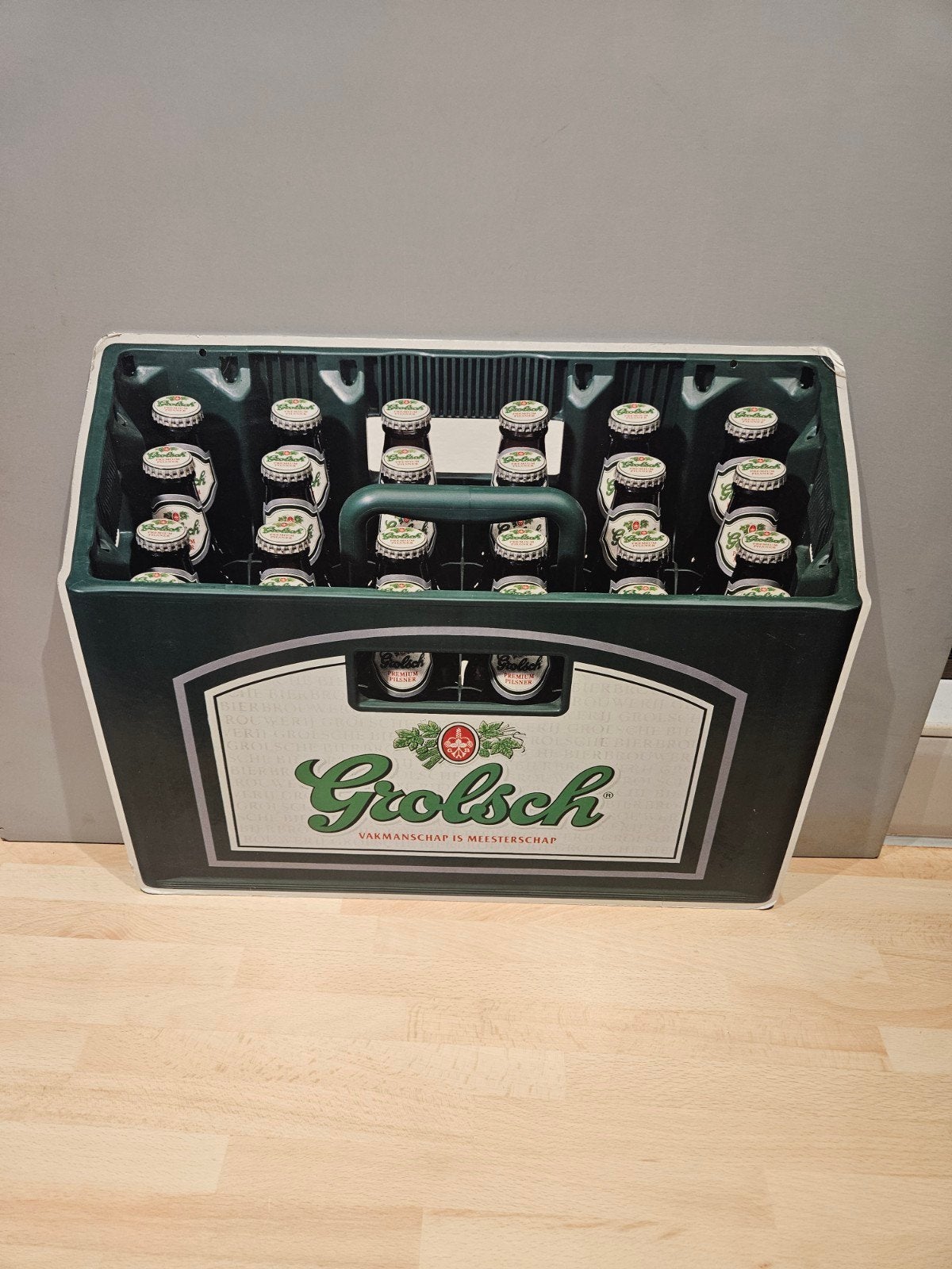 Grolsch bierkrat kartonnen plaat - flesjes en beugels, Ophalen of Verzenden