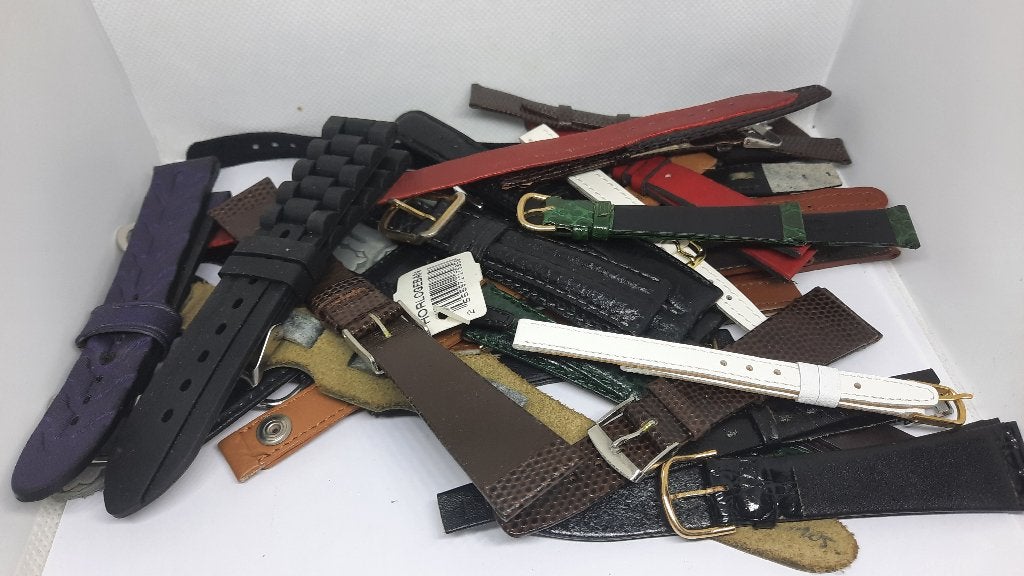 Partij Heren / Dames Leren en Rubber Horloge Banden, Ophalen of Verzenden, Zo goed als nieuw