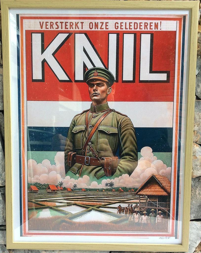 Uniek Koninklijk Nederlands Indie Leger KNIL Poster soldaat, Verzenden, Nederland, Foto of Poster