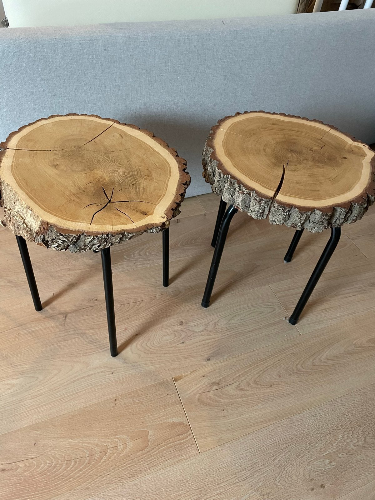 Set van 2 boomstam bijzettafels, Minder dan 55 cm, Rond, Zo goed als nieuw, Ophalen
