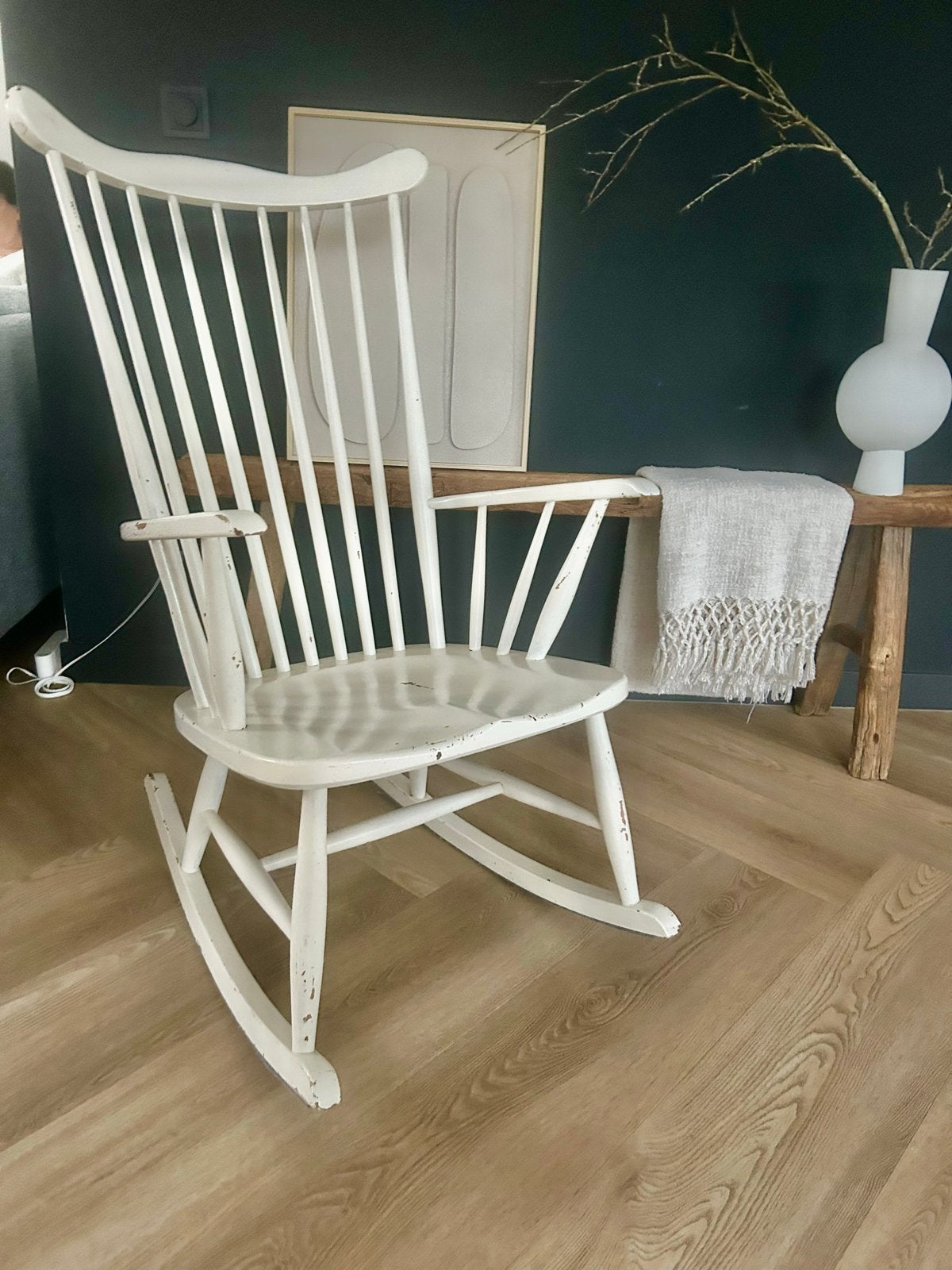 Vintage Schommelstoel Lena Larsson Stijl - Kinderkamer/Woonk, Ophalen, Gebruikt, Wit, Eén