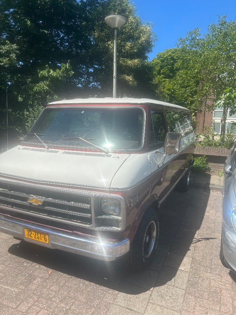 Chevrolet 1978 Rood, Auto's, Chevrolet, Particulier, Chevy Van, Bluetooth, LPG, Stationwagon, Automaat, Geïmporteerd, Rood, Overige kleuren
