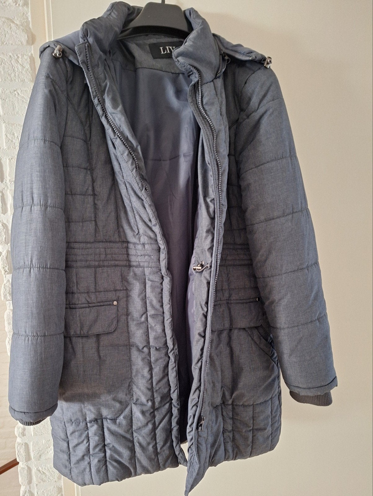 Te koop dames winterjas., Maat 42/44 (L), Ophalen of Verzenden, Grijs, Gedragen