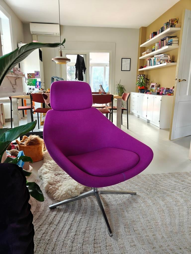 Fuchsia Fauteuil Allermuir Open A641 - Design Stoel, 75 tot 100 cm, Ophalen of Verzenden, Zo goed als nieuw, Stof