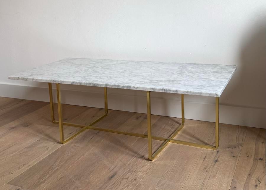 Marmeren salontafel & messing- Oxdenmarq- Ninety 120x60x30, Gebruikt, 100 tot 150 cm, Metaal, Minder dan 50 cm