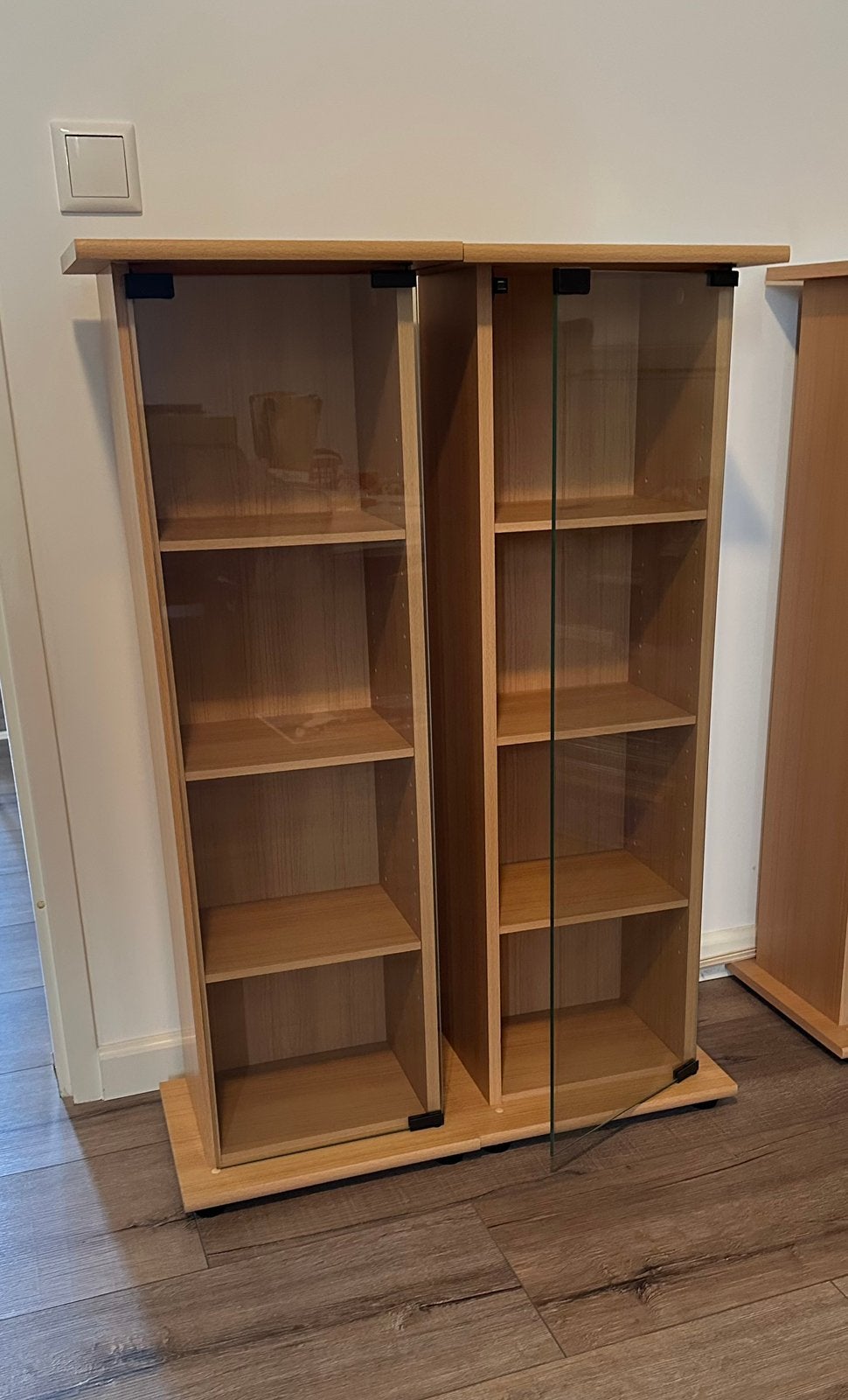 Houten cd/dvd/boeken kasten met glazen deurtjes, Huis en Inrichting, Ophalen, 50 tot 100 cm, Zo goed als nieuw, Minder dan 100 cm