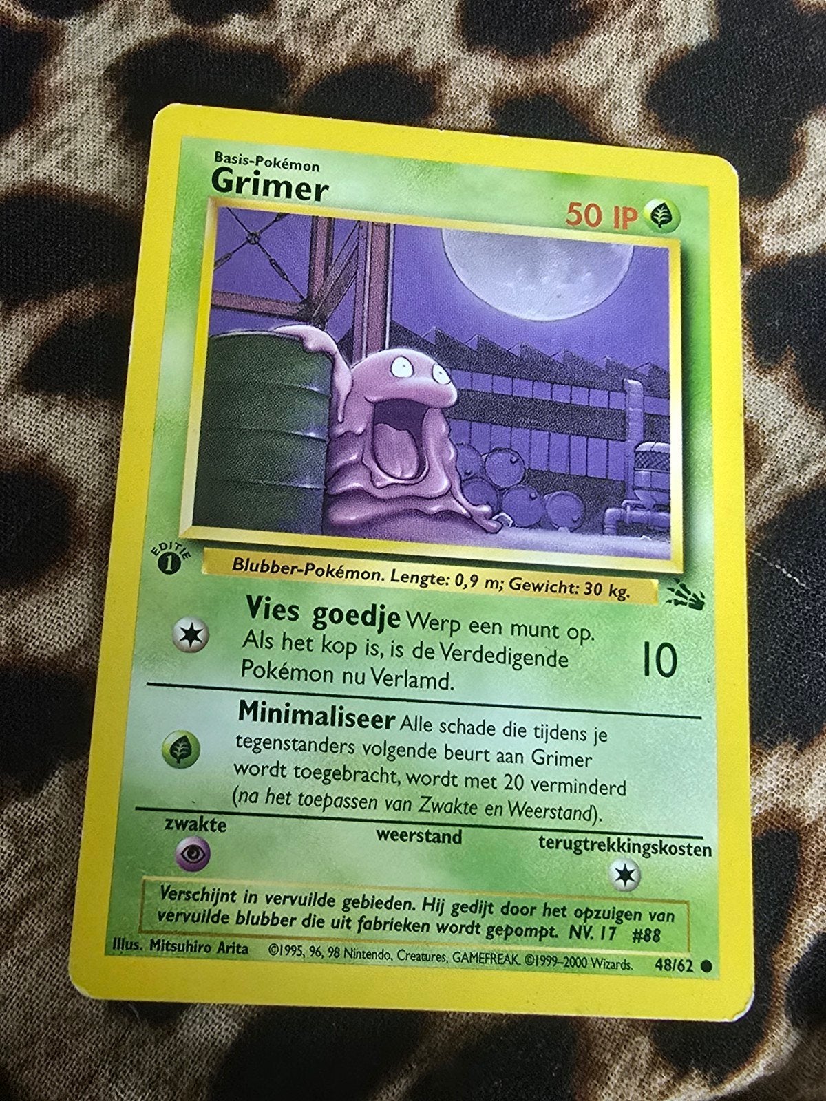 Pokémon Grimer Basis-Pokémon Kaart 48/62 (1995-2000), Ophalen of Verzenden, Gebruikt, Losse kaart