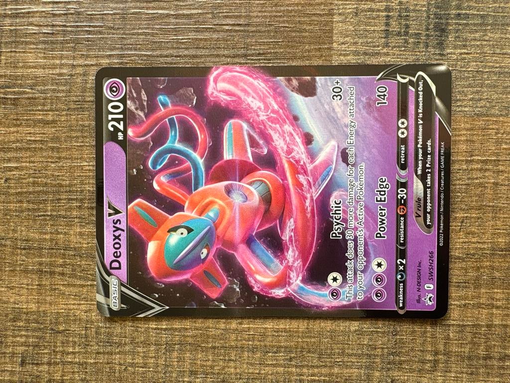 Pokémon Deoxys V SWSH266 Promo Kaart, Ophalen of Verzenden, Zo goed als nieuw, Losse kaart