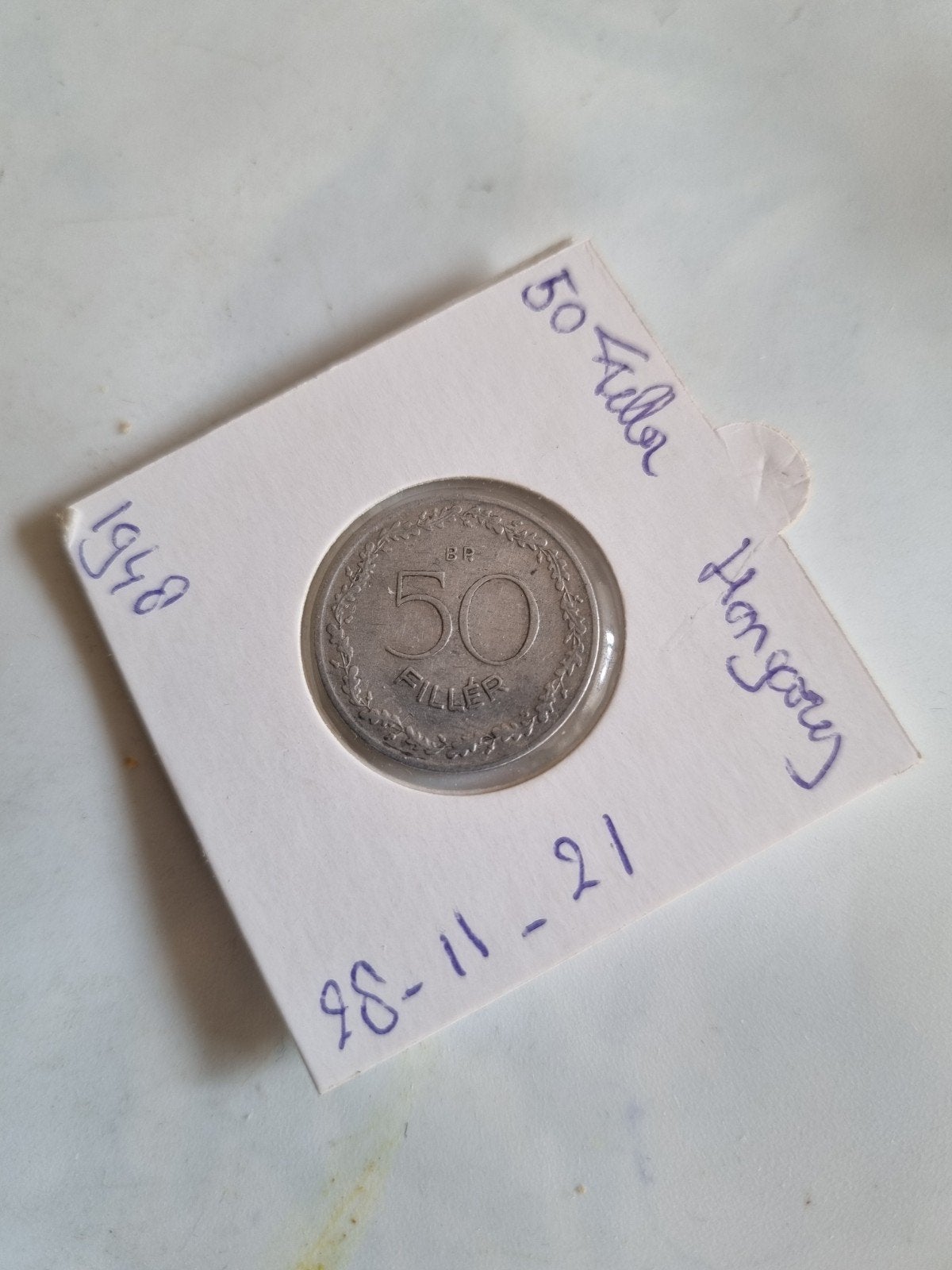 Hongarije: een zeer fraaie aluminium 50 Filler munt uit 1948, Ophalen of Verzenden, Hongarije, Losse munt