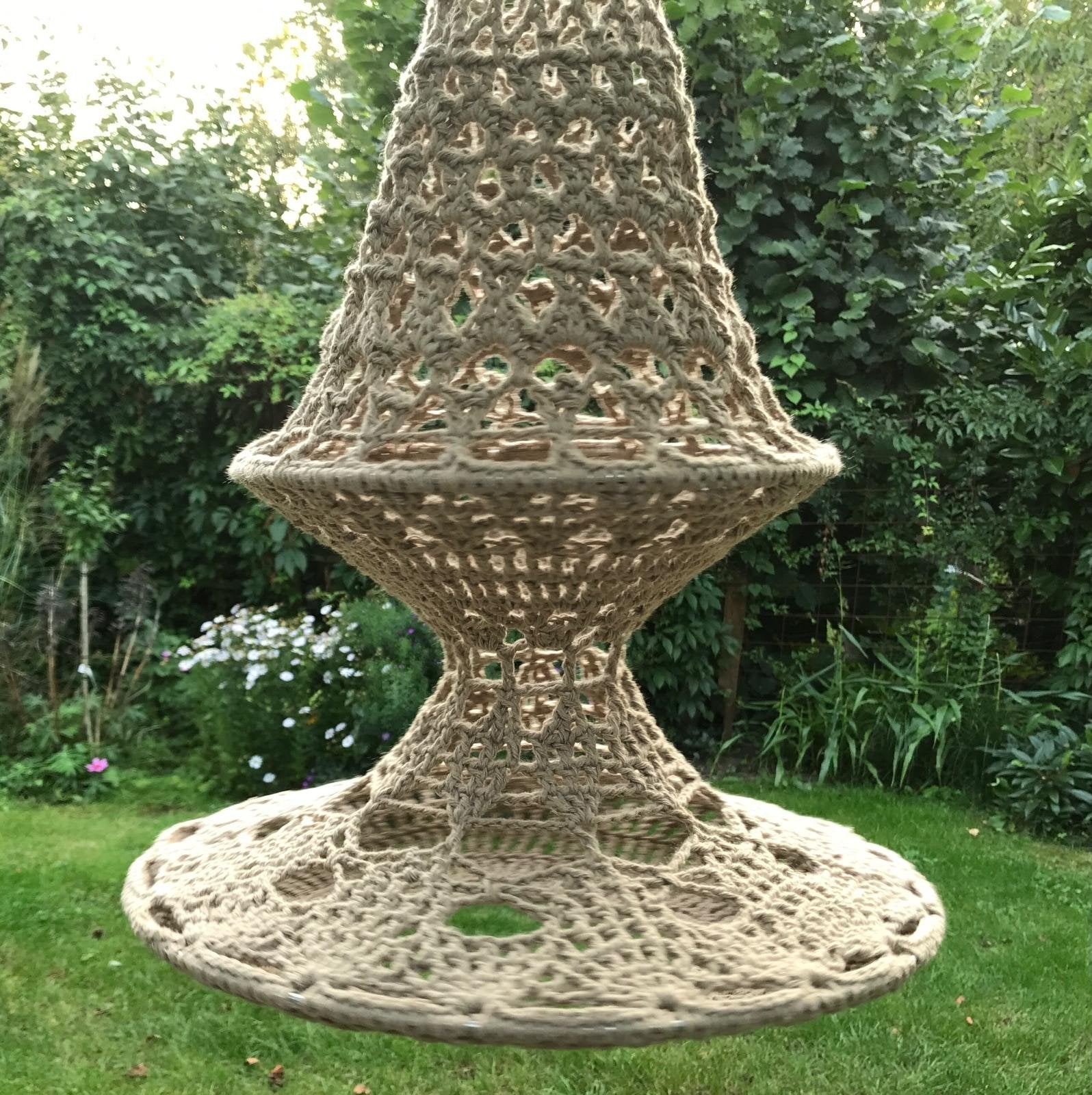 Grote handgehaakte katoenen kroonluchter - Zonnebloem, Ophalen of Verzenden, Gebruikt, Bohemian, Handgemaakt