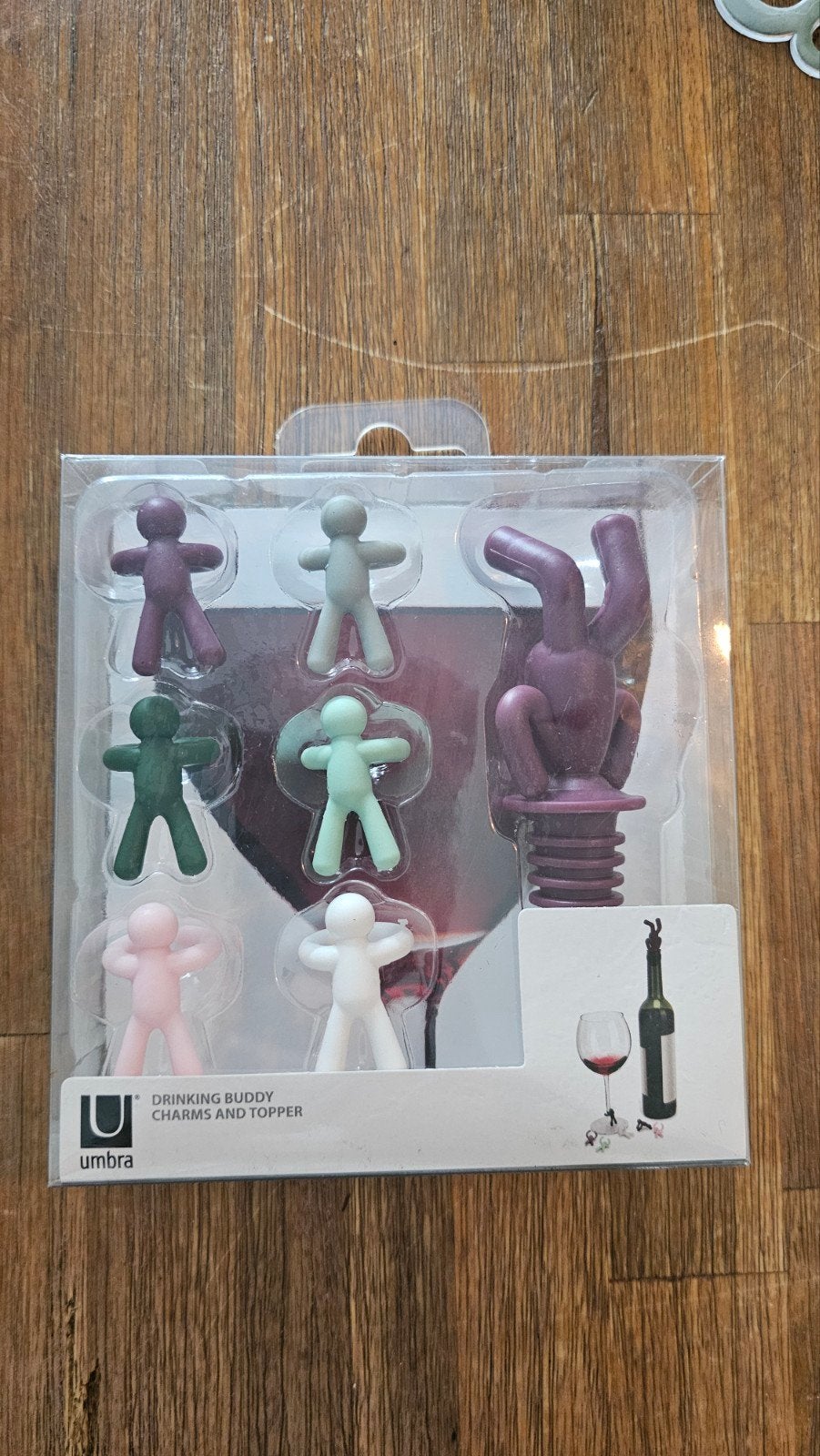 Umbra Drinking Buddy Wijn Charms en Flesstopper Set, Overige typen, Kunststof, Nieuw, Ophalen of Verzenden