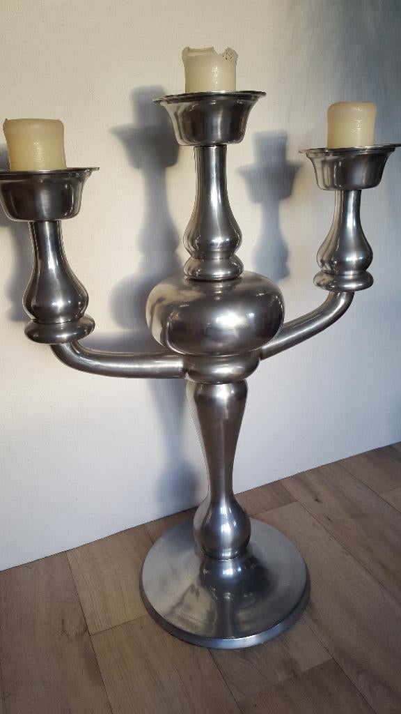 Aluminium XXL kandelaar 81 cm hoog, Huis en Inrichting, Woonaccessoires | Kandelaars en Kaarsen, Ophalen, Overige kleuren, Zo goed als nieuw