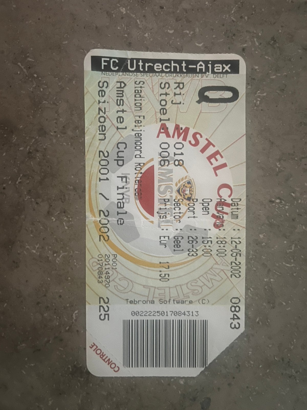 TICKET BEKERFINALE 2002 FC UTRECHT-AJAX, Ophalen of Verzenden, Zo goed als nieuw, Ajax, Overige typen