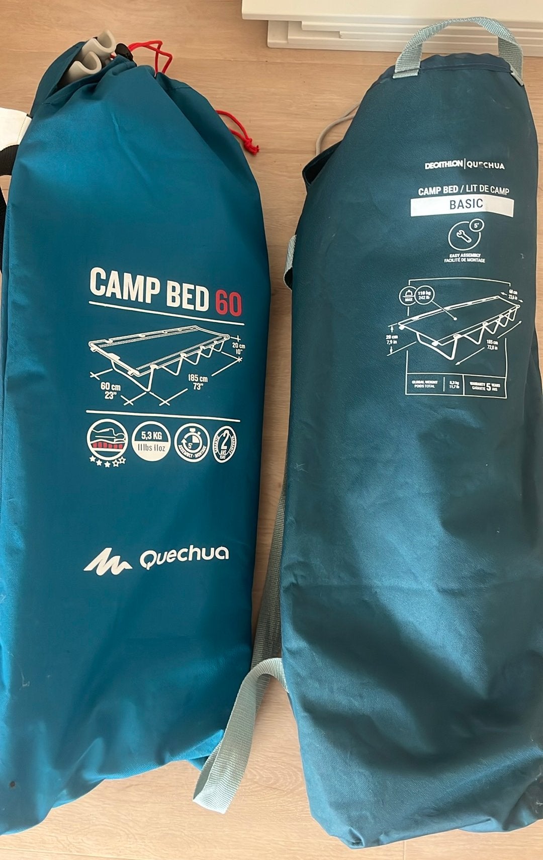 Quechua Veldbedjes €20,- per stuk, Ophalen, Zo goed als nieuw, Campingstoel