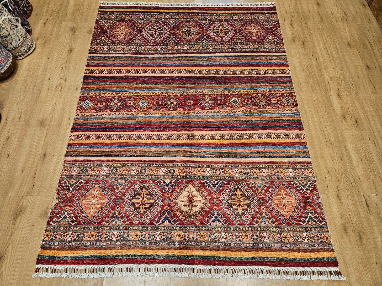 Handgeknoopt oosters tapijt loribaf 195x146, Huis en Inrichting, Info@SlatsAntiek.nl, Crème, 100 tot 150 cm, Perzisch