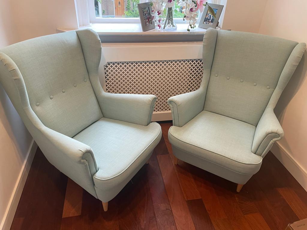 Ikea Standmon Twee comfortabele fauteuils in lichtgroen, Ophalen, Zo goed als nieuw, Stof, 75 tot 100 cm