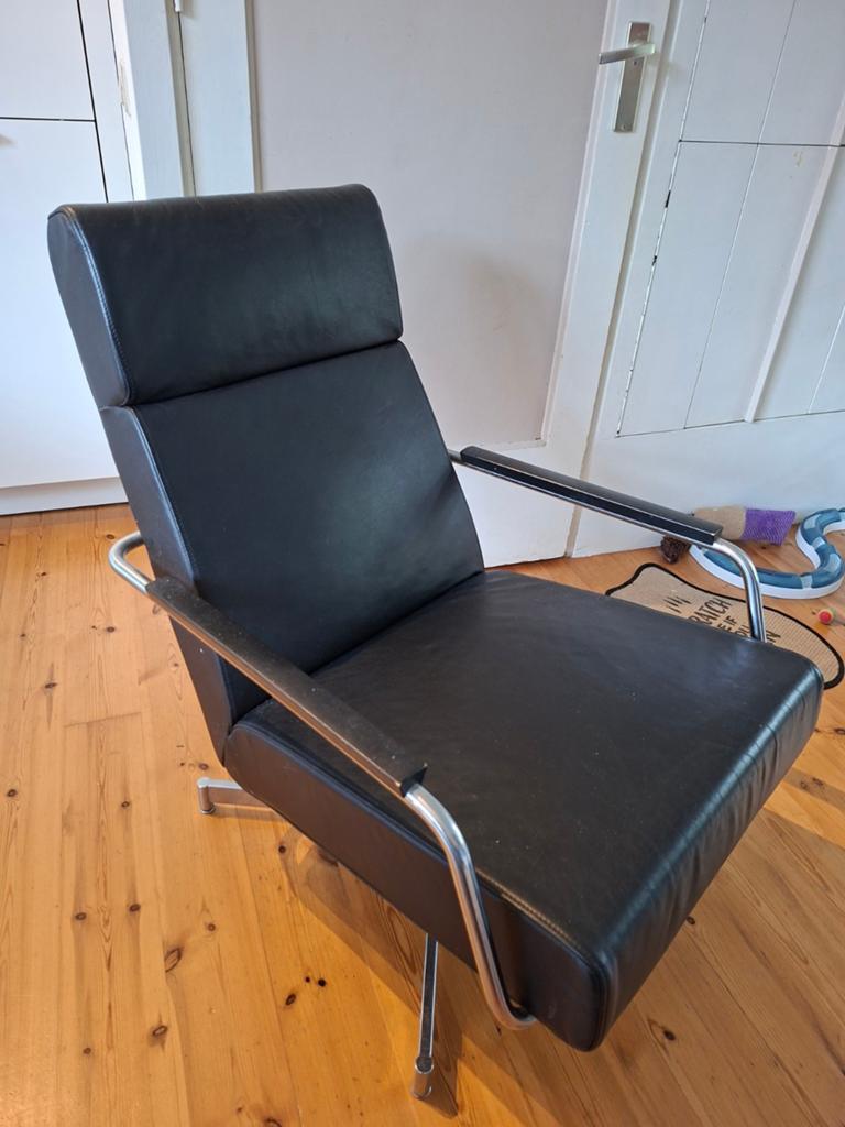 Harvink Draai Stoel Leder - Comfortabele Fauteuil, Huis en Inrichting, Gebruikt, Zwart, Ophalen of Verzenden, Eén