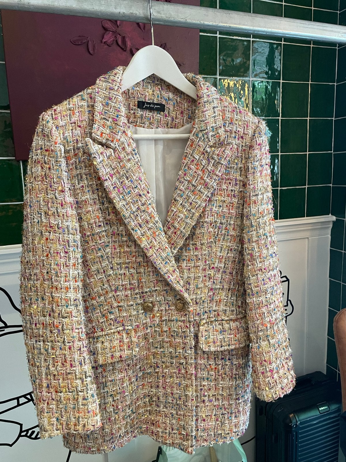 Stijlvol Tweed Jasje - Meerkleurig, Meerkleurig, Ophalen of Verzenden, Zo goed als nieuw, Jasje