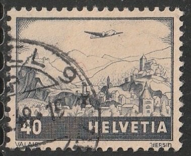 Zwitserland 1941 388 Wallis 40c, Gest, Ophalen of Verzenden, Gestempeld