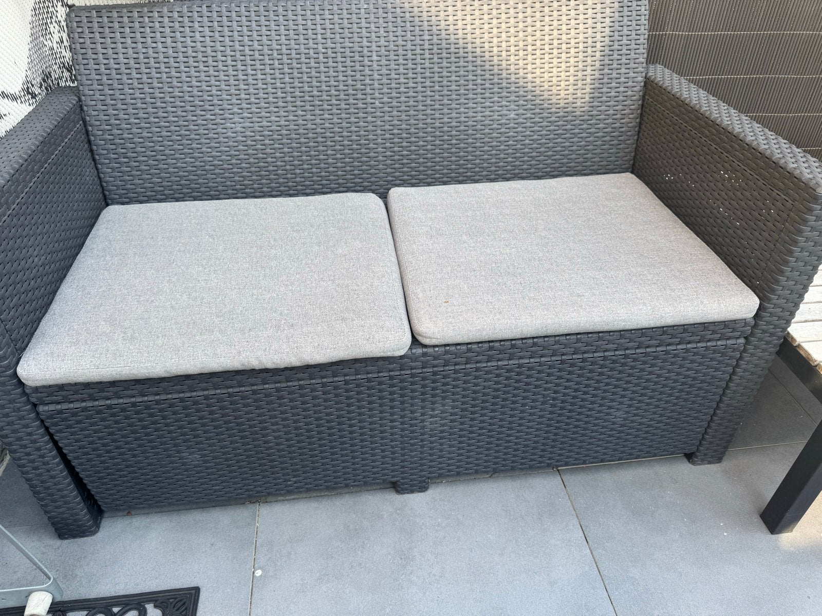 Tuinset loungeset bank 2 stoelen en tafel, Tuin en Terras, Tuinsets en Loungesets, Ophalen, 4 zitplaatsen, Kunststof, Gebruikt