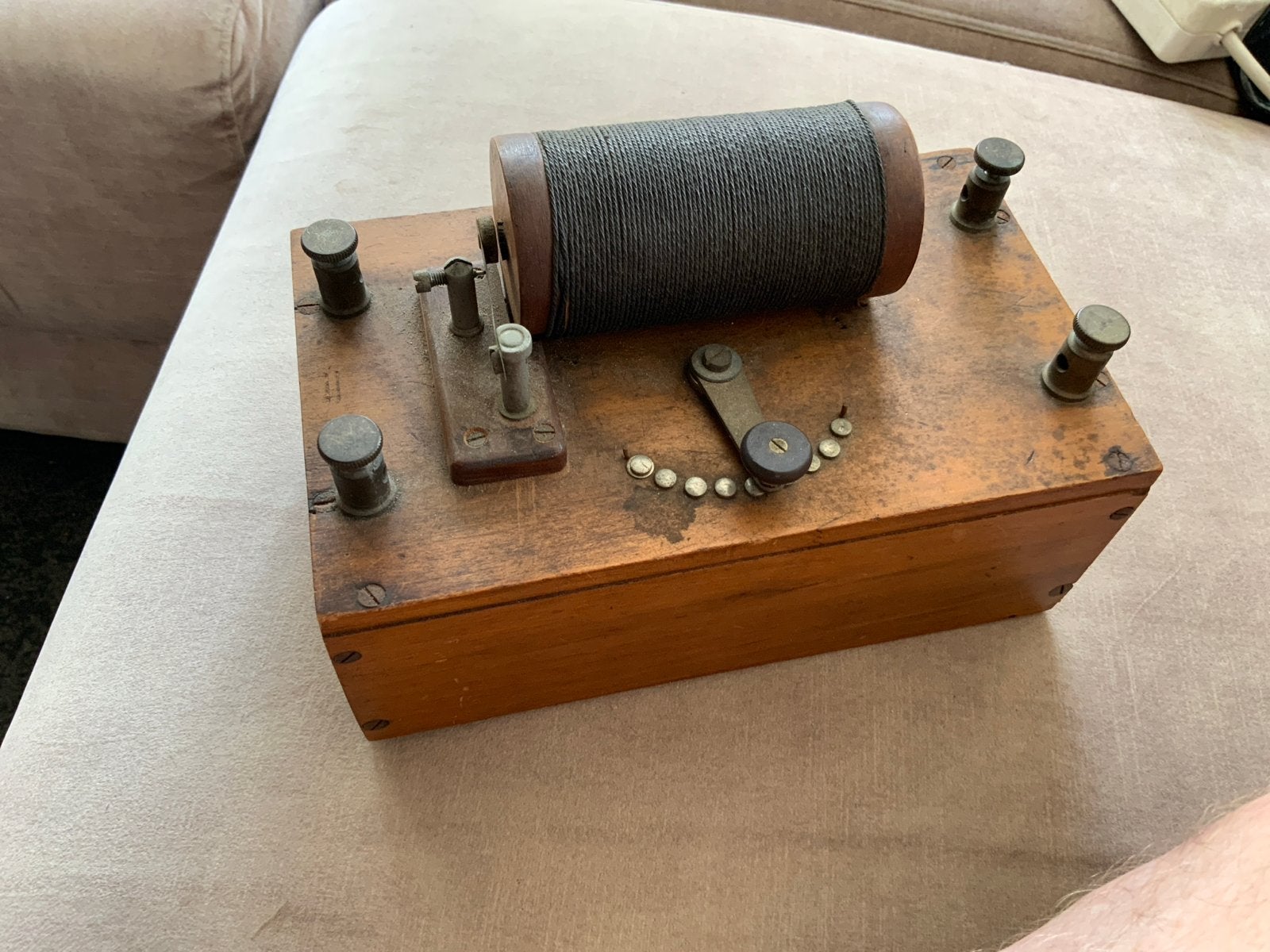 Antieke Houten Spoel met Schakelaar - Decoratief, Ophalen of Verzenden