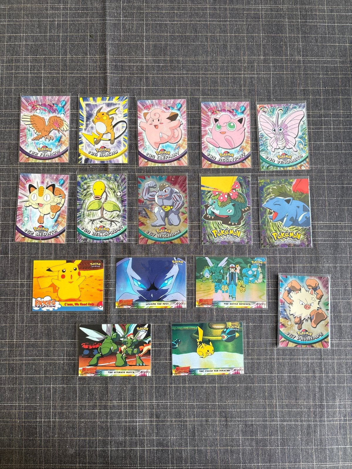 Oude Pokémon Topps kaarten - Serie 1 & Movie 1999, Ophalen of Verzenden, Gebruikt, Meerdere kaarten, Foil