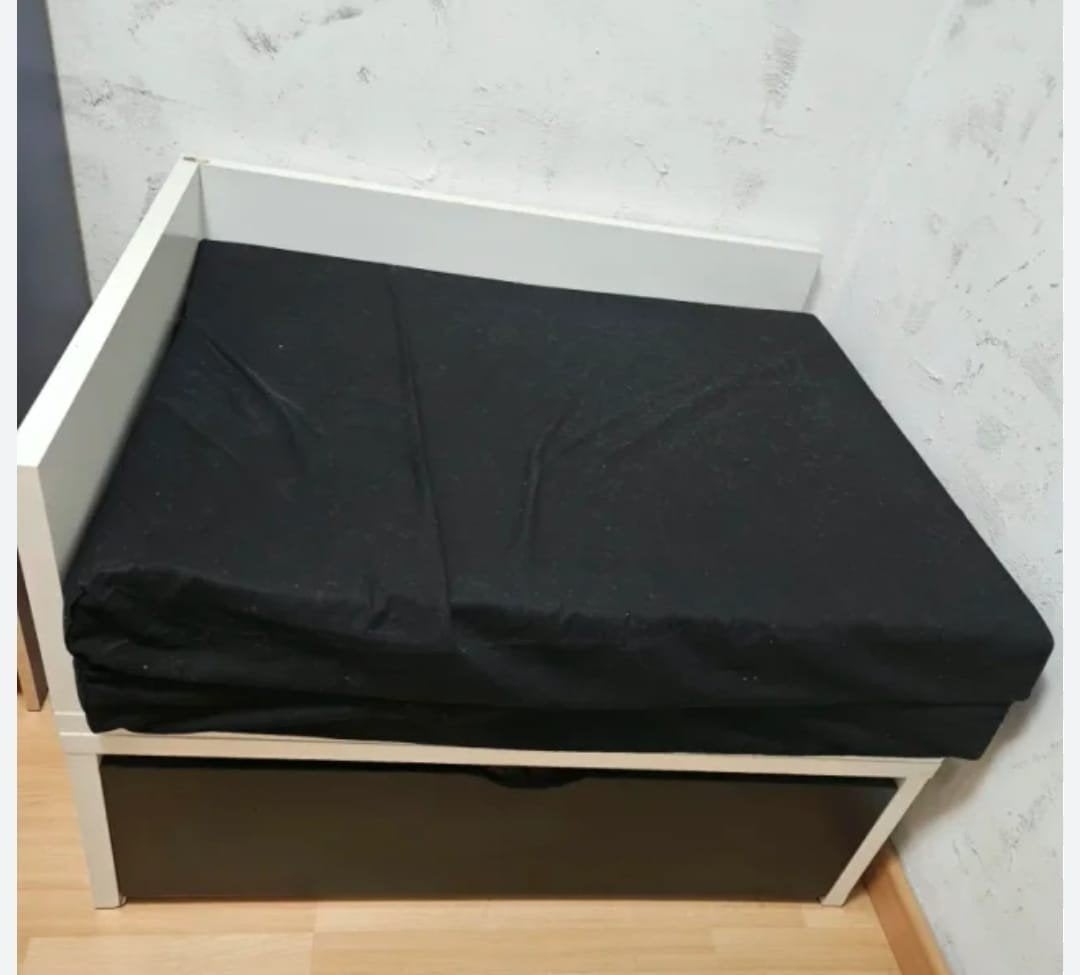 Ikea Odda logeerbed, Huis en Inrichting, Slaapkamer | Bedden, Zo goed als nieuw, Eenpersoons, 100 cm, 190 cm of minder, Hout, Wit
