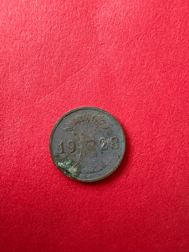 Duitse 1 Reichspfennig munt uit 1928, Ophalen of Verzenden, Duitsland, Losse munt