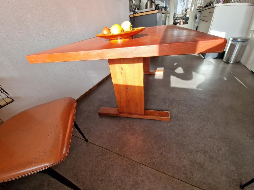 Stevige massief grenen eettafel, Huis en Inrichting, Tafels | Eettafels, Ophalen, Gebruikt, 100 tot 150 cm, Landelijk, Robuust