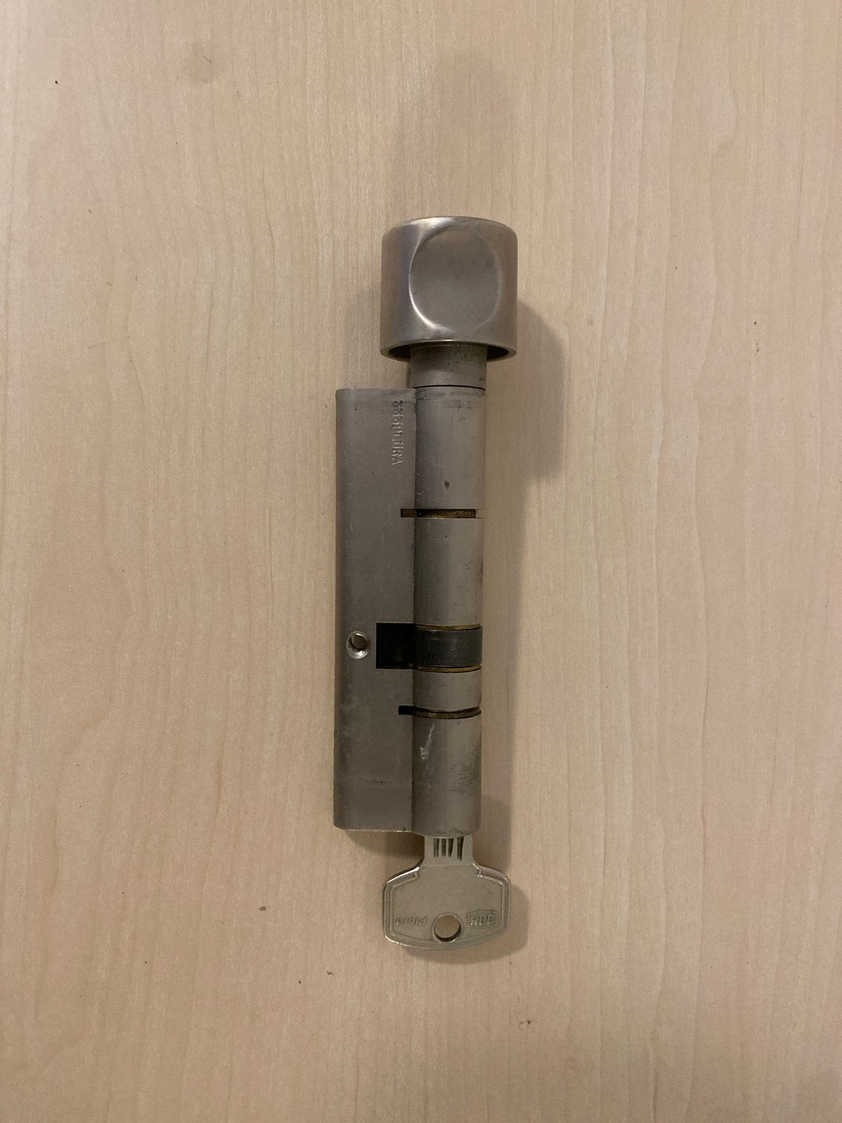 Cilinderslot met knop en sleutel - Zo goed als nieuw, Ophalen of Verzenden, Zo goed als nieuw, Rvs, Slot