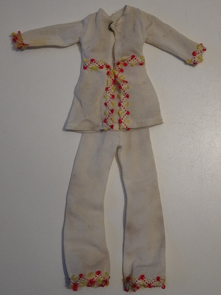 Barbie Mattel kleertjes 1966 broek jas vest jurk blouse wit, Ophalen of Verzenden, Gebruikt, Barbie
