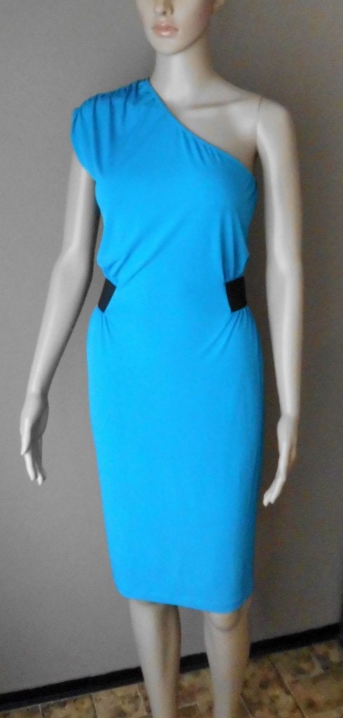 Korte jurk Blauw oneshoulder Belle by Oasis 34-36, Kleding | Dames, Blauw, Nieuw, Ophalen of Verzenden, Maat 34 (XS) of kleiner