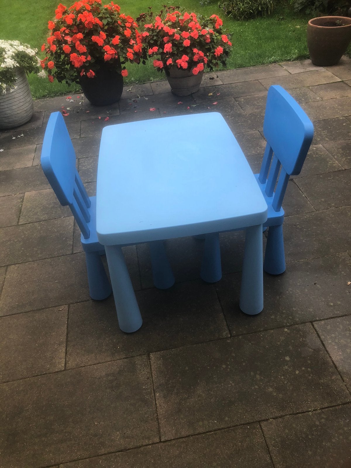 Kindertafel met 2 stoeltjes blauw, Ophalen, Gebruikt, Tafel(s) en Stoel(en)