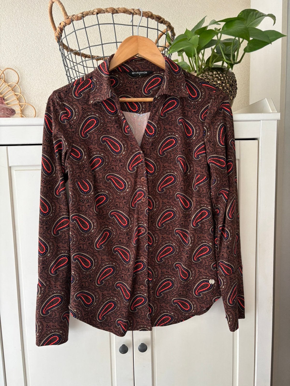 My Pashion travelstof blouse maat S, Kleding | Dames, Ophalen of Verzenden, Zo goed als nieuw, Maat 36 (S), Bruin