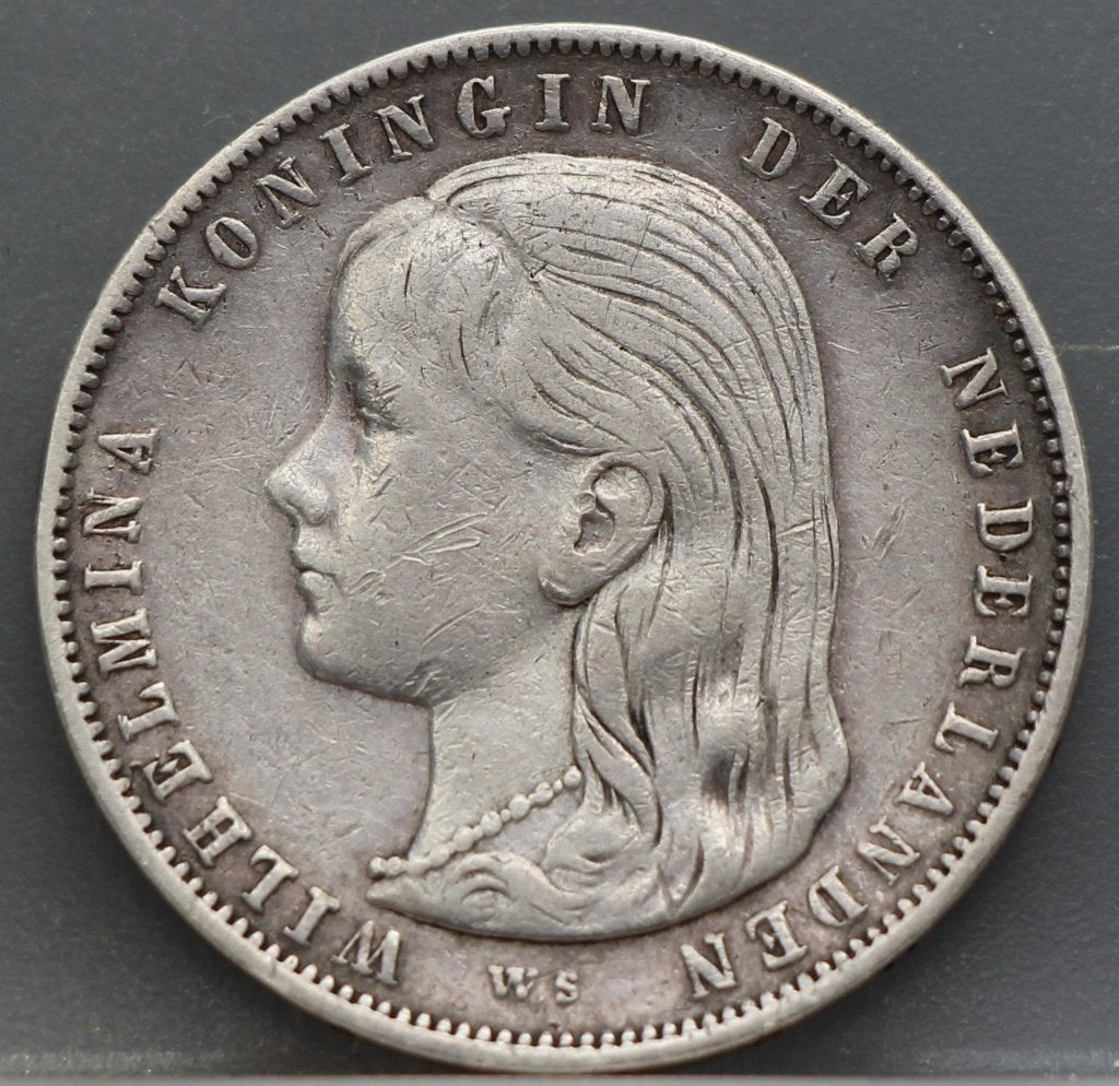 Zeldzame 1 gulden 1896 Wilhelmina, 1 gulden, Zilver, Ophalen of Verzenden, Koningin Wilhelmina