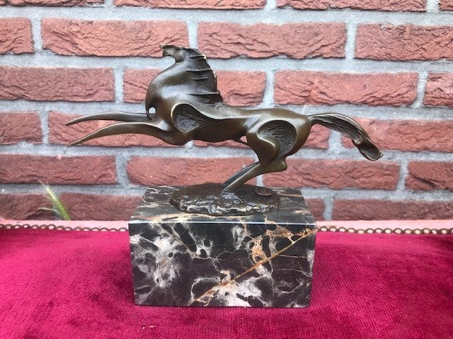 fraai gestileerd paard, brons en marmer, Antiek en Kunst, Ophalen of Verzenden, Brons