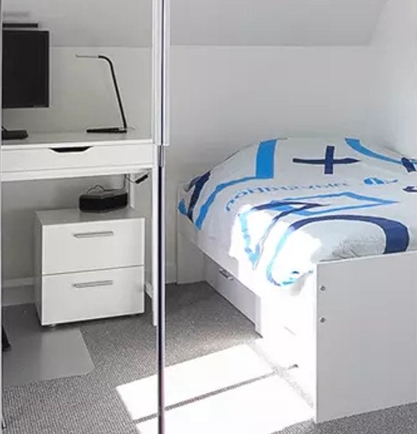 Wit bed 90 x 200 Trendhopper met 2 diepe laden, Huis en Inrichting, Slaapkamer | Bedden, Ophalen, Gebruikt, Eenpersoons, Wit