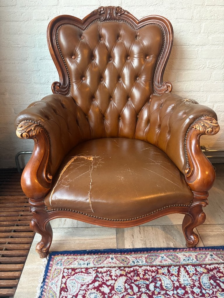 Grote fauteuil, Ophalen, Gebruikt, 50 tot 75 cm, Hout